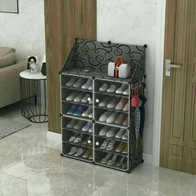 Scarpiera a 6 Livelli in Plastica con Porte Trasparenti – Portascarpe Impilabile - Immagine 1 di 3