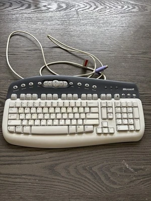 NEW Vintage Microsoft P/N ID 59195 KB-0168 Wired White/Gray Keyboard - Image 1 of 3