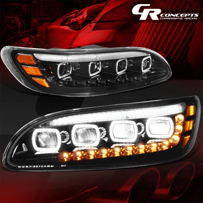 LED HALO DRL SEQUENTIAL SIGNAL PROJECTOR HEADLIGHT FOR 2005-2020 PETERBILT 330 - Image 1 of 4