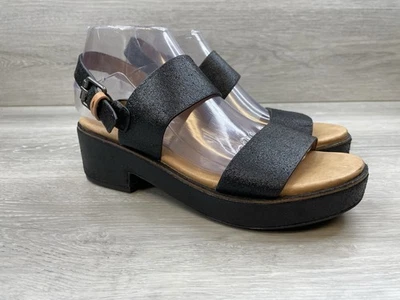 Sandalias de tacón Gentle Souls Talia de cuero negro para mujer 9 zapatos cómodos Foto 1 de 4