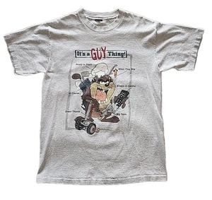 Taz It’s A Guy Thing! Vintage T-Shirt mittelgrau Einzelnaht Warner Bros 90er - Bild 1 von 5