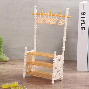 Miniature Plastic Doll Clothes Rack Unfinished Model Dollhouse Furniture DIY - Picture 1 of 13
