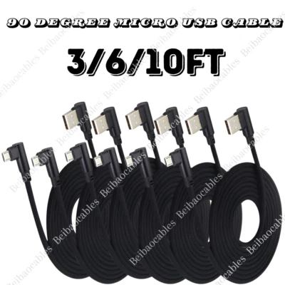 Right Angle Micro USB Cable 90 Degree Fast Charging Cord For Samsung Android Lot - Image 1 of 4