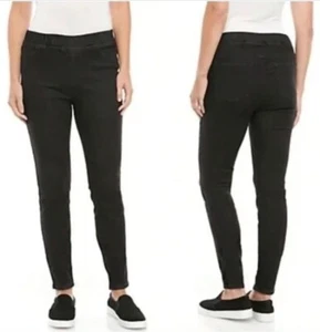 Eileen Fisher Organic Cotton Black Wash Elastic Waist Pull On Denim Jeans XXS - Picture 1 of 10