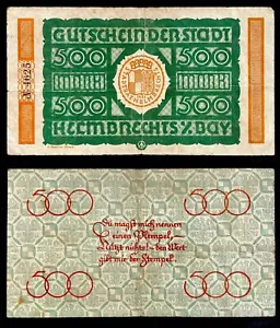 1922 Germany Helmbrechts $500 Mark Inflation Paper Money Banknote World Currency - Picture 1 of 3