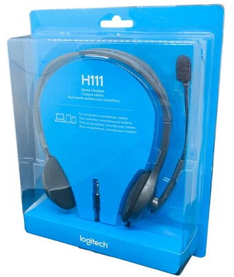 Logitech Headset On Ear With Mic H111 Stereo Wired 3.5mm Jack - Image 1 of 4