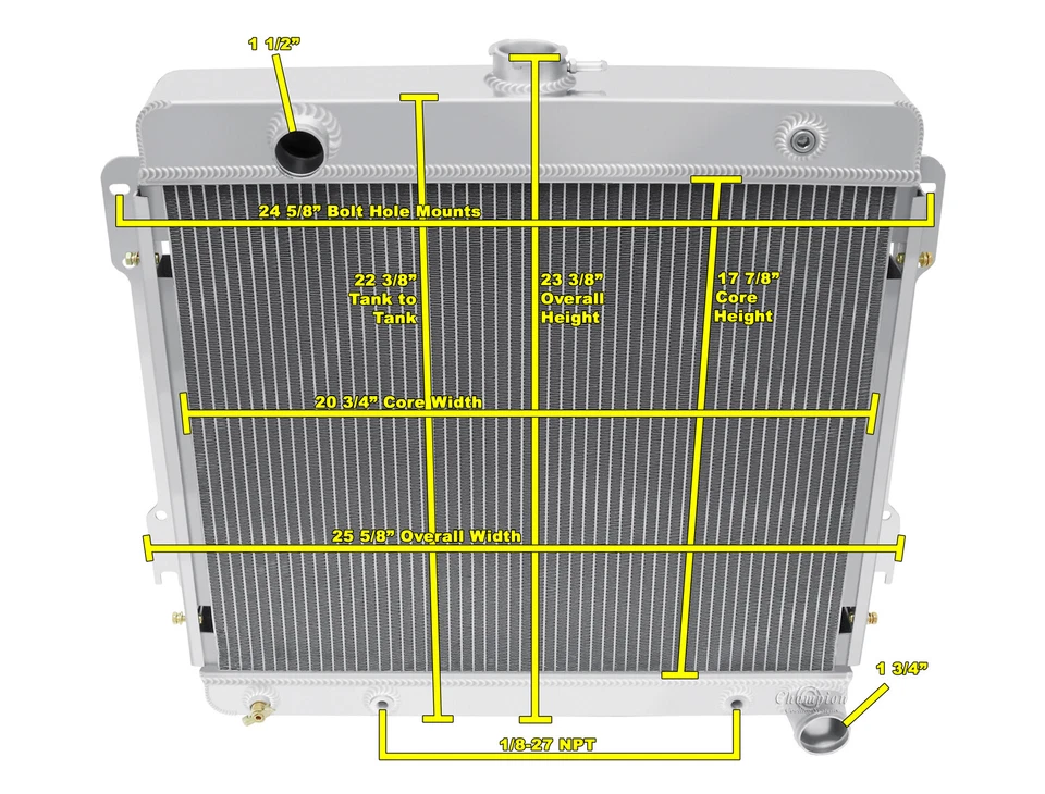 2 Row Supply Champion Radiator for 1979 Dodge RD200 V8 Engine #EC511 - Image 1 of 4