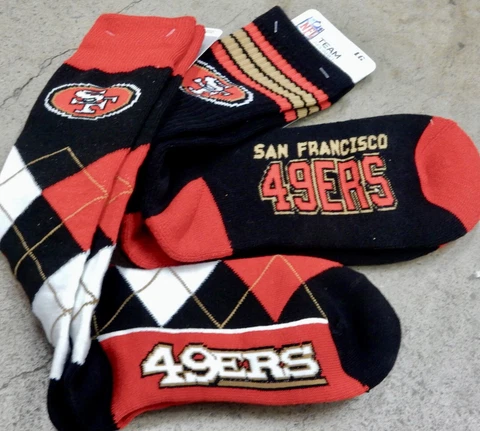 San Francisco 49ers Gift Socks 4 Stripe Deuce Large 10-13 Argyle Gift Set 2 Pack Cover