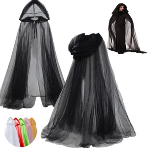 Women Hooded Cloak Witch Cloak Bride Cloak Wizard Cloak Gothic Halloween Cloak - Picture 1 of 25