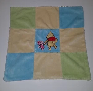 Disney Winnie the Pooh Piglet Square Patchwork Lovey Yellow Blue Green Baby - Picture 1 of 4