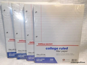Filler Paper Bulk Lot of 4 Packs College Ruled of 11” x 8.5” 150 sheets ea NEW - Picture 1 of 9
