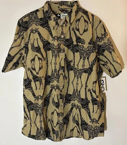 Lifted Research Group Shirt Men’s M Brown Black Giraffe Print Button Up NWT - Picture 1 of 6