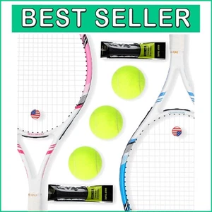 27" Adult Tennis Racket with Integrated Structure & Dual Overgrip for Beginners - Picture 1 of 8