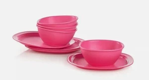 TUPPERWARE LEGACY 8 PC BOWLS &PLATES SET 4 Ea LEGACY 13oz BOWLS+4 PLATES 7"x 7" - Picture 1 of 1