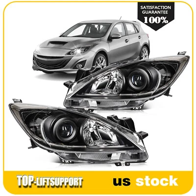 For 2010 2011 2012 2013 Mazda 3 (5-Speed) Headlights Assembly Black Housing Pair - Image 1 of 4