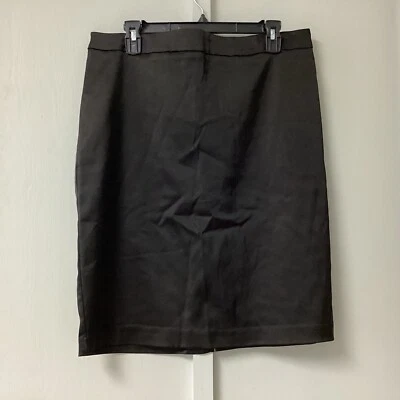 MSK черный женщин миниатюрный размер 14P черный атласный карандаш юбка молнии назад эластичной - Изображение 1 из 4