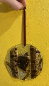 NEW Trimsetter Dillard’s CHRISTMAS TREE ORNAMENT Wolf 4.5” Glass Circle - Picture 1 of 3