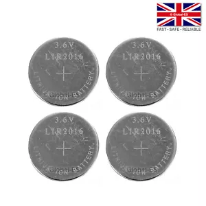 4pcs LIR2016 Rechargeable CR2016 Li-Ion Coin Cell Battery - 3.6V 18mAh - Picture 1 of 1