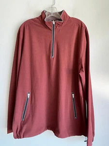Giacca a vento Linksoul 1/4 zip uomo grande Merlot tasche con cerniera - Foto 1 di 12
