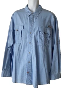 Men’s Columbia PFG Light Blue Long Sleeve Shirt Button Down Omni Shade Size XXL - Picture 1 of 8