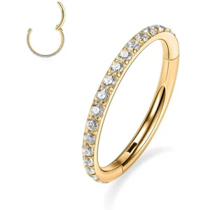 16/18G Surgical Steel CZ Nose Ring Septum Clicker Hoop Cartilage Earring Jewelry - Picture 1 of 19