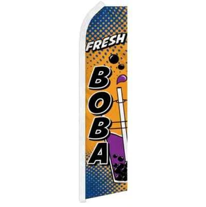 Fresh Boba Swooper Advertising Beverage Banner Flag for Milk Tea Boba Shops - Picture 1 of 7