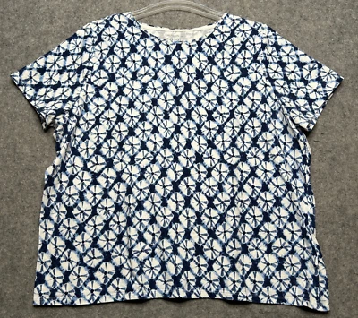 Talbots Shirt Womens 3X Blue Tie Dye Print Boho Tee Beachy Stretchy Classic Top - Image 1 of 4