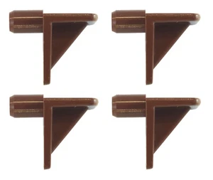 * Pack of 4 BROWN Plastic 5mm Shelf Support Studs for Holes in Kitchen Units + - Picture 1 of 2