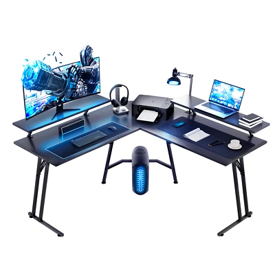 Gaming Tisch 130×130cm, Gaming Schreibtisch, L-förmiger Computertisch, PC Tisch - Bild 1 von 4