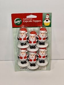 Wilton BOBBLING Santa Cupcake Toppers-NEW SEALED!!