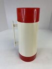 Vtg 1970s Aladdin Hy-Lo THERMOS Bottle Red Cream Wide Mouth Pint Insulated Soup