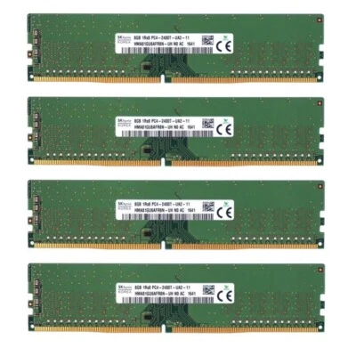 Hynix 32GB (4X8GB) DDR4 2400MHz PC4-19200 1RX8 UDIMM Memory Ram HMA81GU6AFR8N-UH - Image 1 of 4
