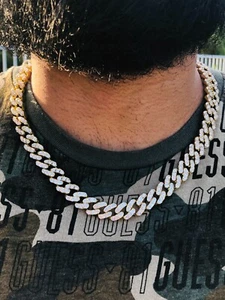 Iced Miami Cuban Link Choker necklace Ice out icy chain 14k Gold Plated 12mm 20" - Picture 1 of 6