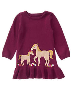 NWT Gymboree PLUM PONY Cranberry Pony Sweater Dress 12 18 24M 2T Girls