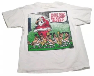 Vintage 1994 Grimmy Mother Goose & Grim Santa Elvis Christmas T Shirt Men’s XL - Picture 1 of 8