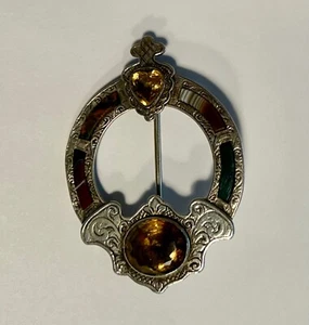 Superb Antique Victorian Scottish Agate / Pebble Silver Brooch or Pin - Picture 1 of 7