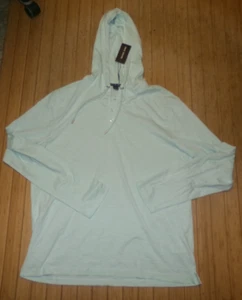 NWT MEN'S MICHAEL KORS L/S HOODED T-SHIRT~TURQUOISE TINT~XL - Picture 1 of 2