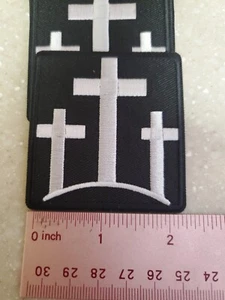 RELIGIOUS BIKER PATCH "THREE CROSSES" PATCH NEW NICE - Picture 1 of 2