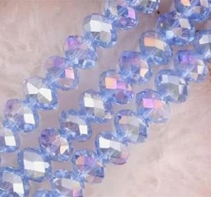 70 Pcs 8x10mm Faceted Blue AB+ Crystal Rondelle Loose Beads - Picture 1 of 3