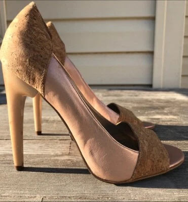 Женские пробковые/розовые туфли на каблуке с открытым носком Rachel Roy Femmaraye размер 7 М - Изображение 1 из 4