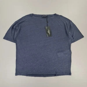 Weekend Max Mara Womens T Shirt Blue Large 100% Linen Short Sleeves Breathable - Picture 1 of 7