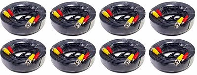 8 Pcs 50 Feet Pre-Made Black Power & Video Cable for CCTV Security Camera - Image 1 of 4