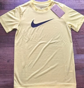 NWT Nike Kids/Boys/Girls YLG Yellow/Black Big SWOOSH Dri-Fit Shirt Large - Picture 1 of 2