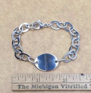 Tested Marked Sterling Silver Rhodium Plated Heavy 20g Chain Bracelet 8" 10mm - Picture 1 of 5