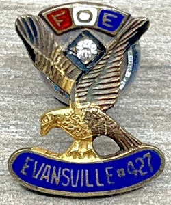 FOE Bruderorden Adler Vintage Sterling 925 Strass Emaille Pin Evansville IN - Bild 1 von 8