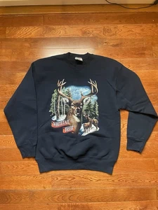 WHITETAIL DEER - Sudadera De Colección Azul Marino Exterior Buck Caza, Para Hombre Grande - Imagen 1 de 14