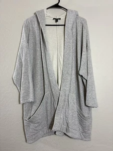Eileen Fisher 100% Organic Cotton Oversized Open Front Cardigan Hood Size Medium - Picture 1 of 9