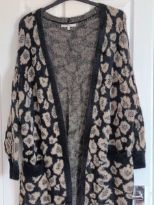 Ladies Longline Animal Print Edge To Edge Cardigan - Picture 1 of 4