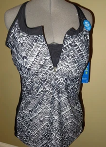New FREE COUNTRY $59 Racerback TANKINI  TOP Swim BATHING SUIT Built-In Cups 1X - Picture 1 of 6
