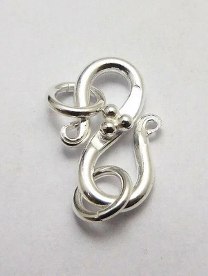 14 PCS 18X11MM SOLID COPPER BALI  S HOOK CLASP STERLING SILVER PLATED 589 DTH-22 - Image 1 of 3